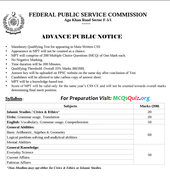 css mpt syllabus